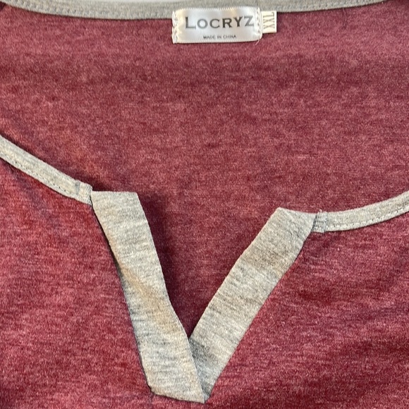 Locryz Women's Raglan Long Sleeve T-Shirt Loose Blouse Henley V Neck X29-38 - Picture 5 of 6